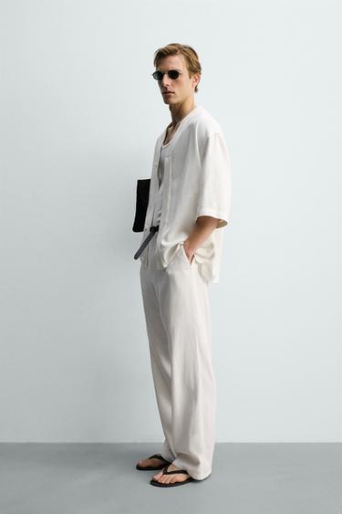 RELAXED FIT VISCOSE-HEMP SHIRT - Oyster-white by Zara - Image 3