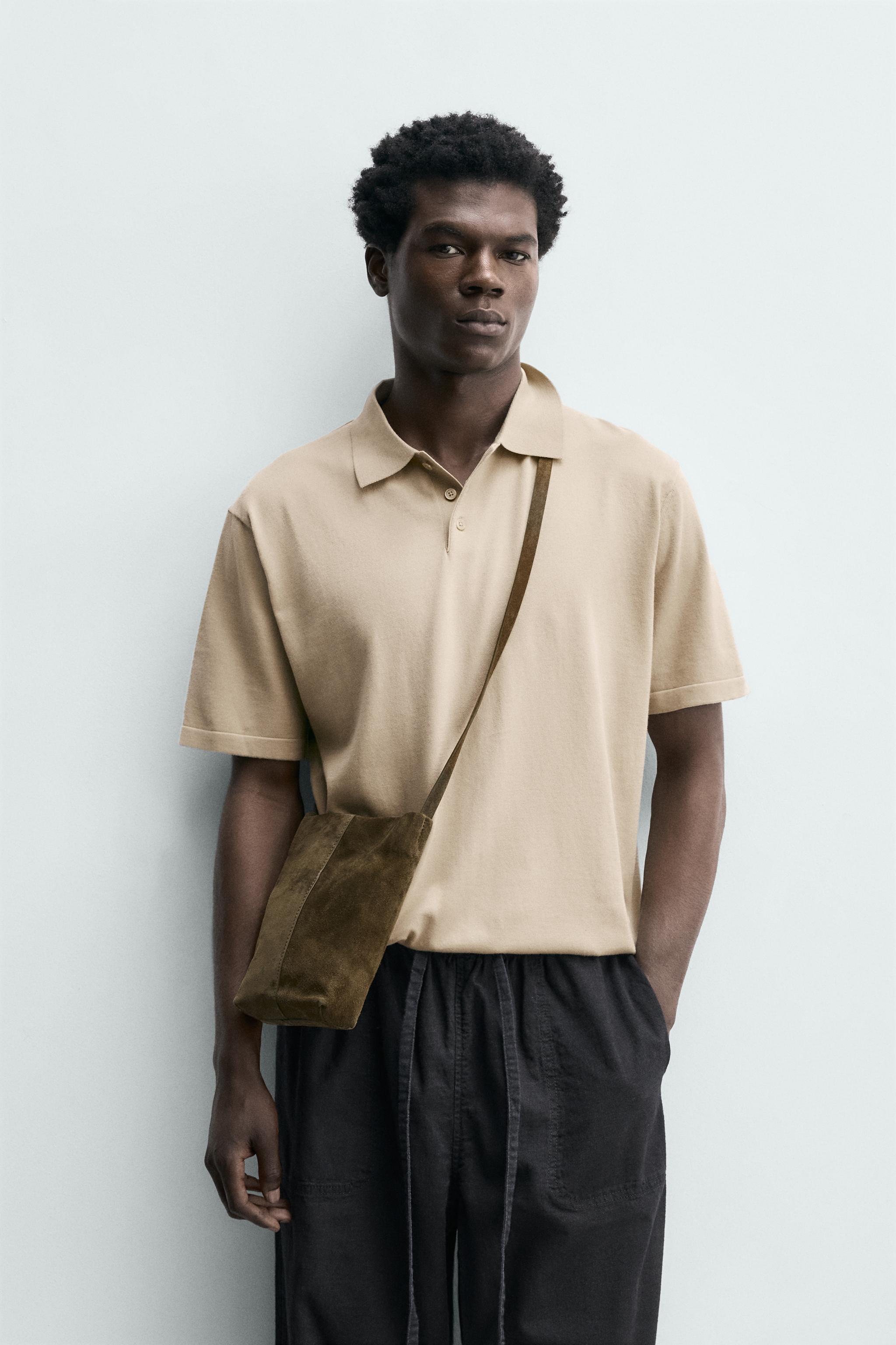 REGULAR FIT COTTON BLEND KNIT POLO — taupe brown (alternate view)
