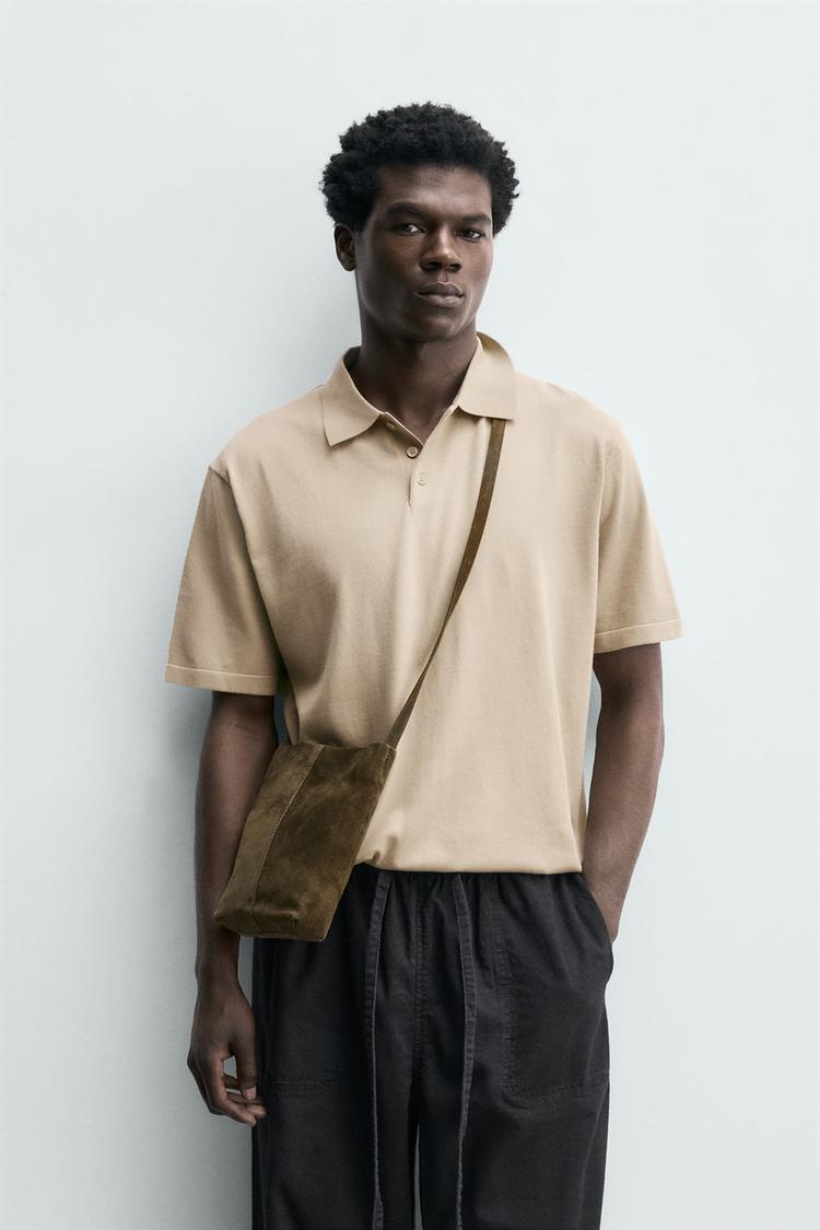 ZARA REGULAR FIT COTTON BLEND KNIT POLO SHIRT