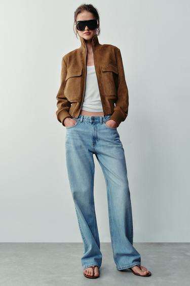 FAUX SUEDE BOMBER JACKET - camel by Zara