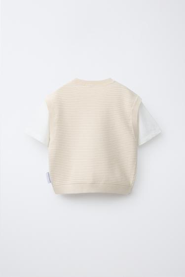 SNOOPY PEANUTS™ EMBROIDERED KNIT WAISTCOAT - Ecru by Zara - Image 1