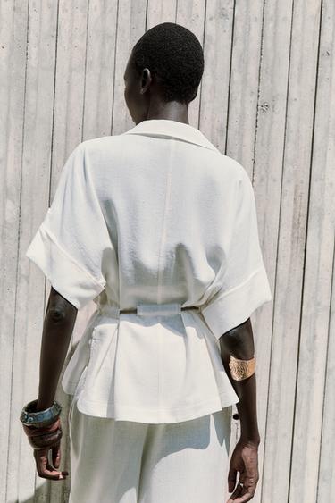 RAMIE SAFARI SHIRT WITH DRAWSTRING - Oyster-white by Zara - Image 3