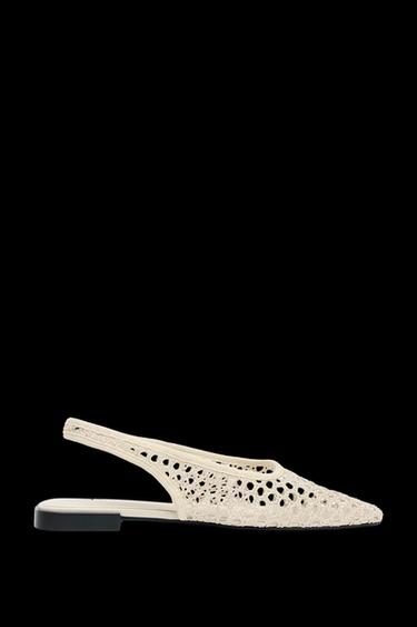 Zara MESH SLINGBACK BALLET FLATS - Ecru - Image 0