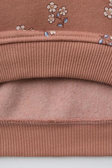 FLORAL SWEATSHIRT WITH EMBROIDERED PETER PAN COLLAR - Brown by Zara - Image 3
