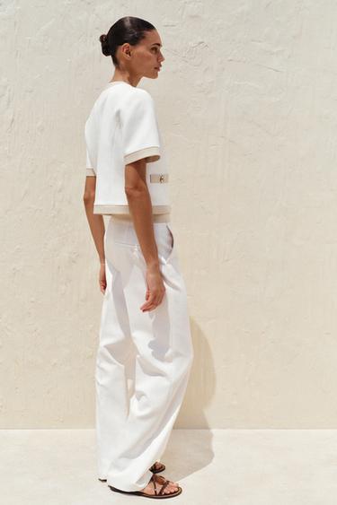 CONTRAST SHORT SLEEVE BLAZER - Oyster-white by Zara - Image 3