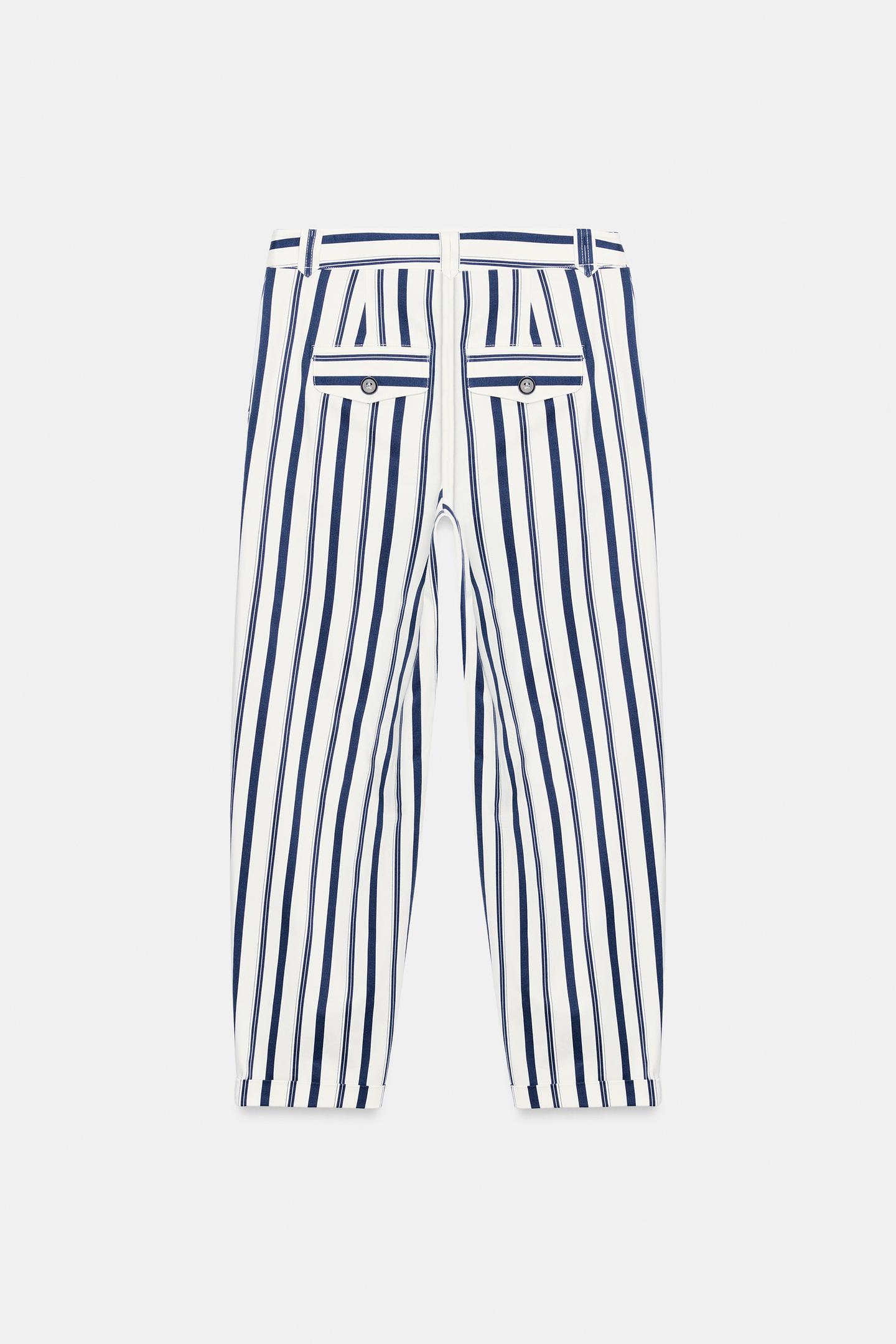 Женские брюки Zara Striped Chino, цвет: Экрю / Тёмно-синий — фото 7