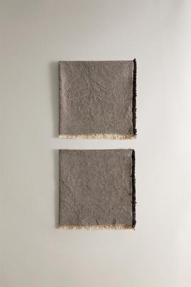 SERVIETTE DE TABLE FRANGES (LOT DE 2) - Gris / Beige de Zara - Image 1
