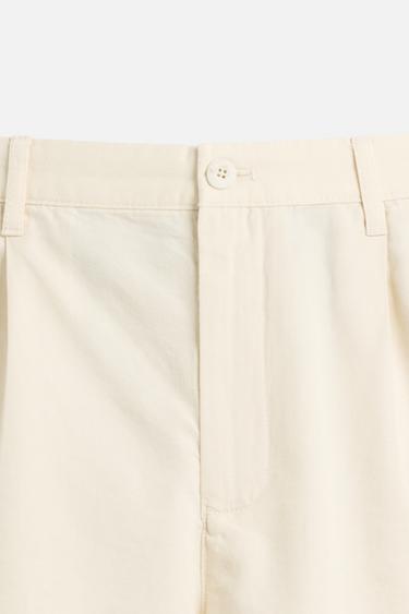PLEATED REGULAR FIT BERMUDA SHORTS - Oyster-white by Zara - Image 8