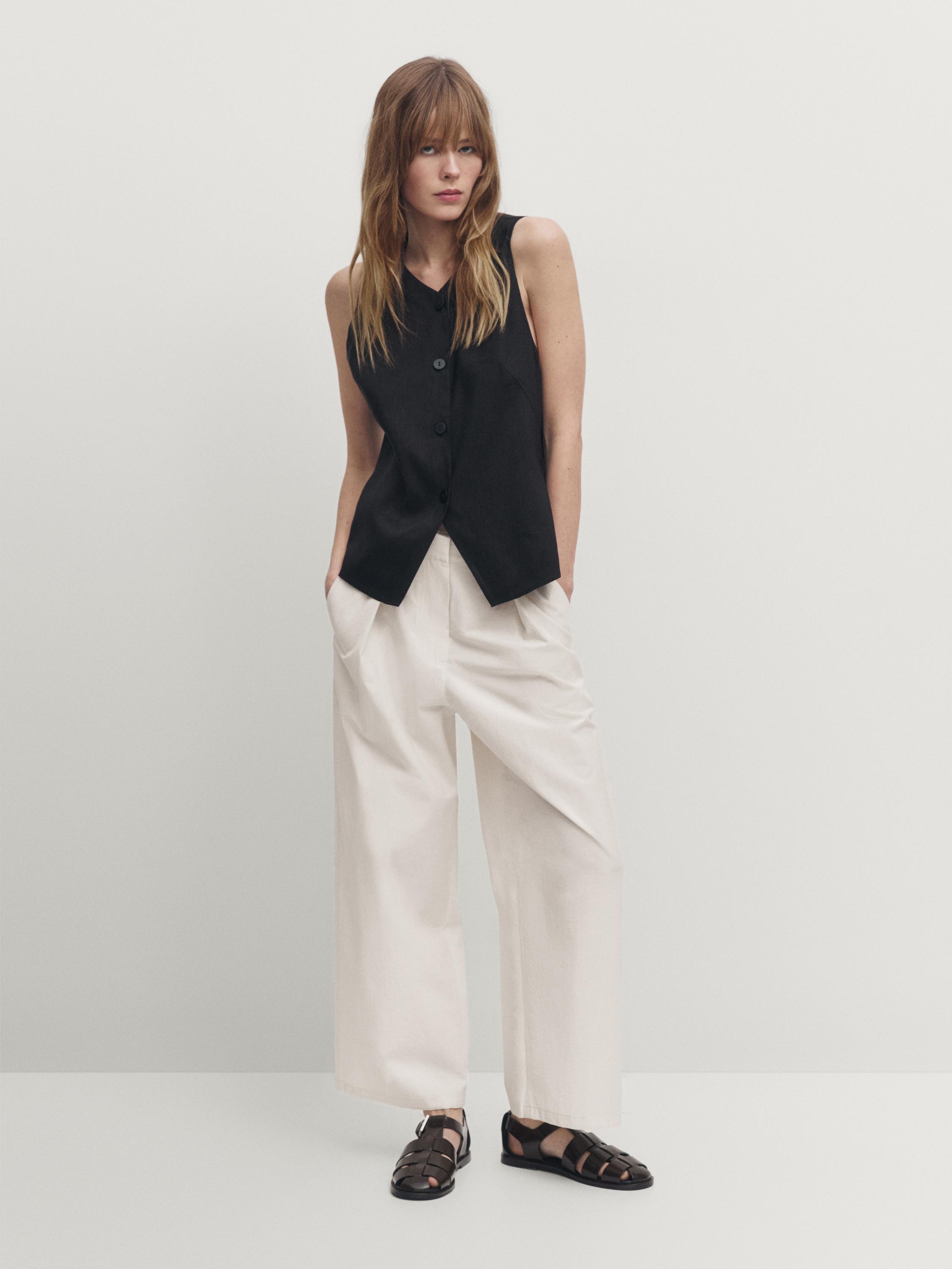 Zara, Pants & Jumpsuits, Zara Linen Blend Pareo Pants