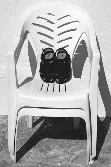 LEATHER CAGE SANDALS - Navy Blue by Zara