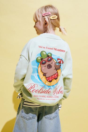 CAPIBARA CAPYFUN © PRINTED SWEATSHIRT - Light green by Zara
