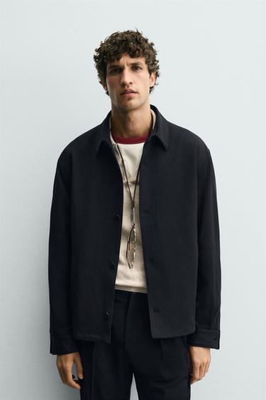 Zaras OVERSHIRT MED NORMAL PASSFORM - Marinblå