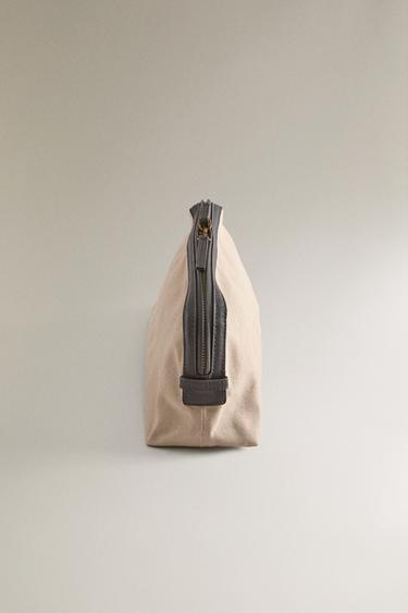 TROUSSE DE TOILETTE CANVAS CUIR - Gris taupe de Zara - Image 2