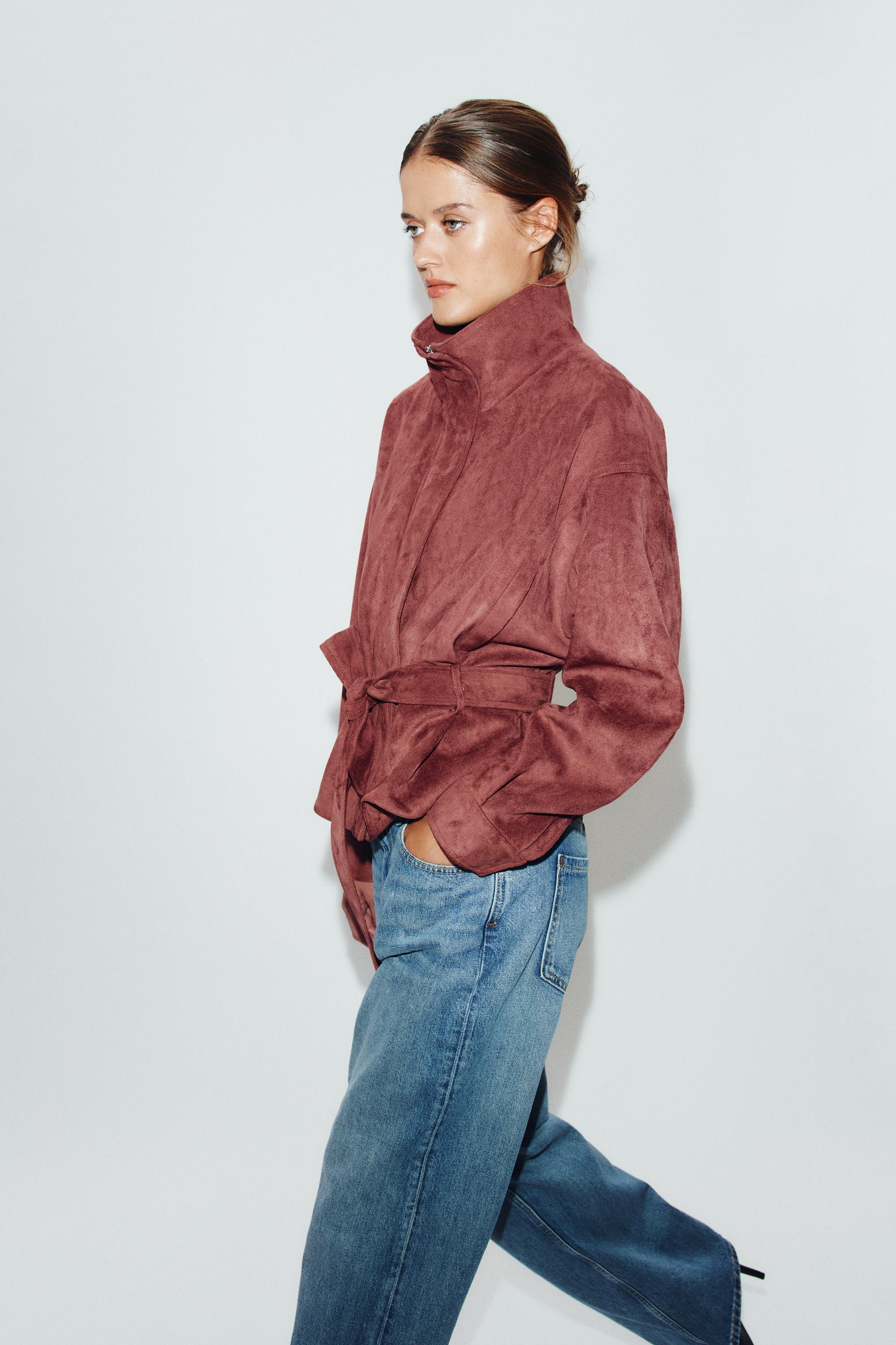 BLOUSON EFFET DAIM AVEC CEINTURE