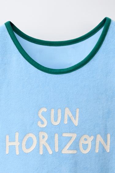 TOWELLING SLOGAN T-SHIRT - Light blue by Zara - Image 2