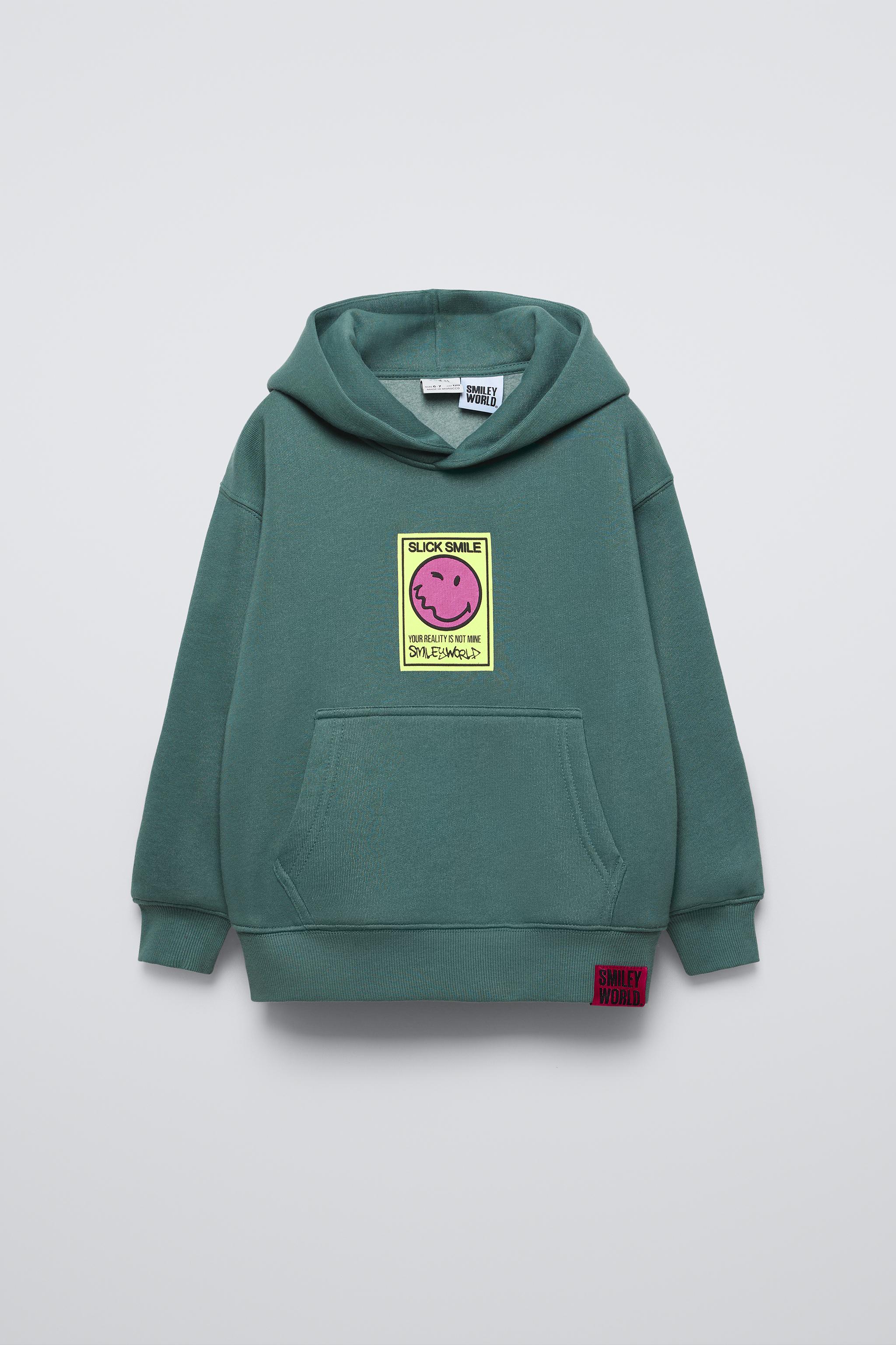 Green hoodie with smiley face sale