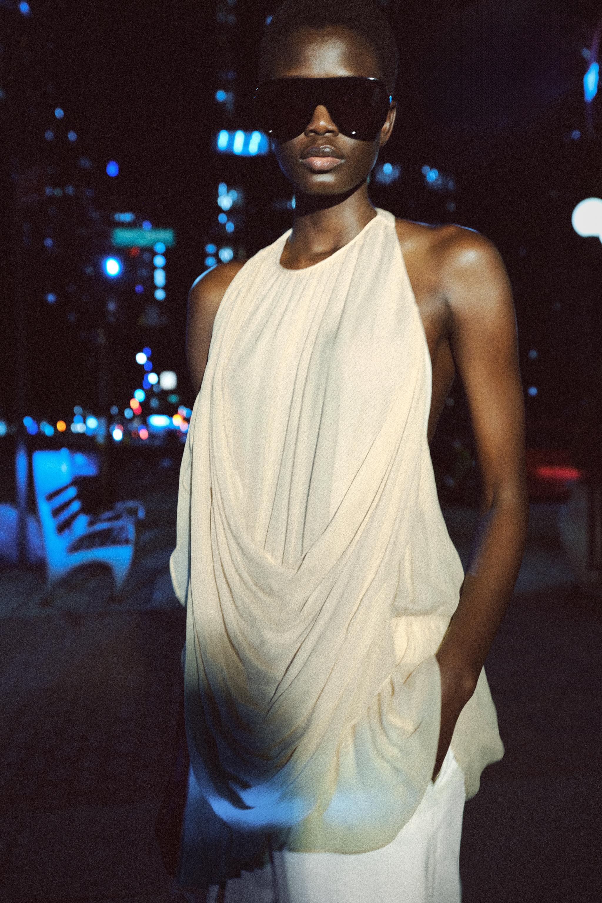 ZW COLLECTION DRAPED POLKA DOT HALTER TOP