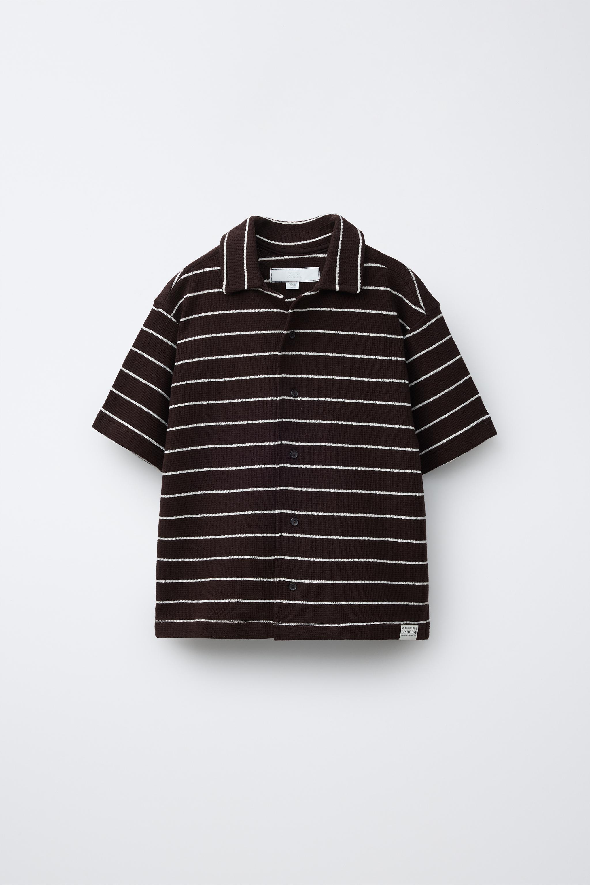 STRIPED WAFFLE SHIRT AND BERMUDA SET