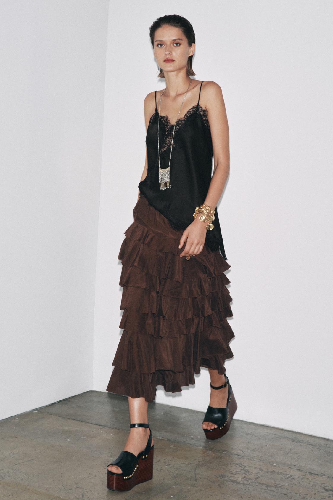 ZW COLLECTION RUFFLED MIDI SKIRT