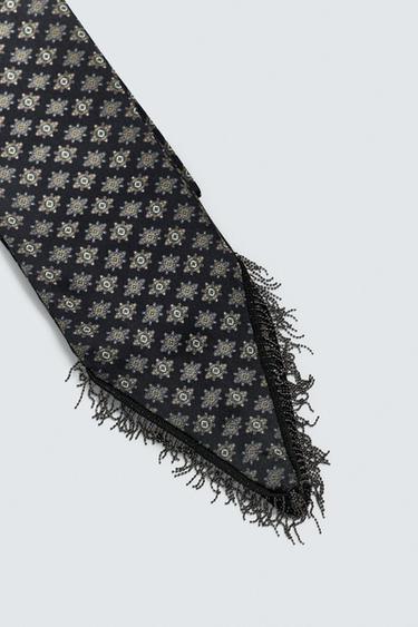 FLOWING BEADED SCARF - Dark navy by Zara - Image 4