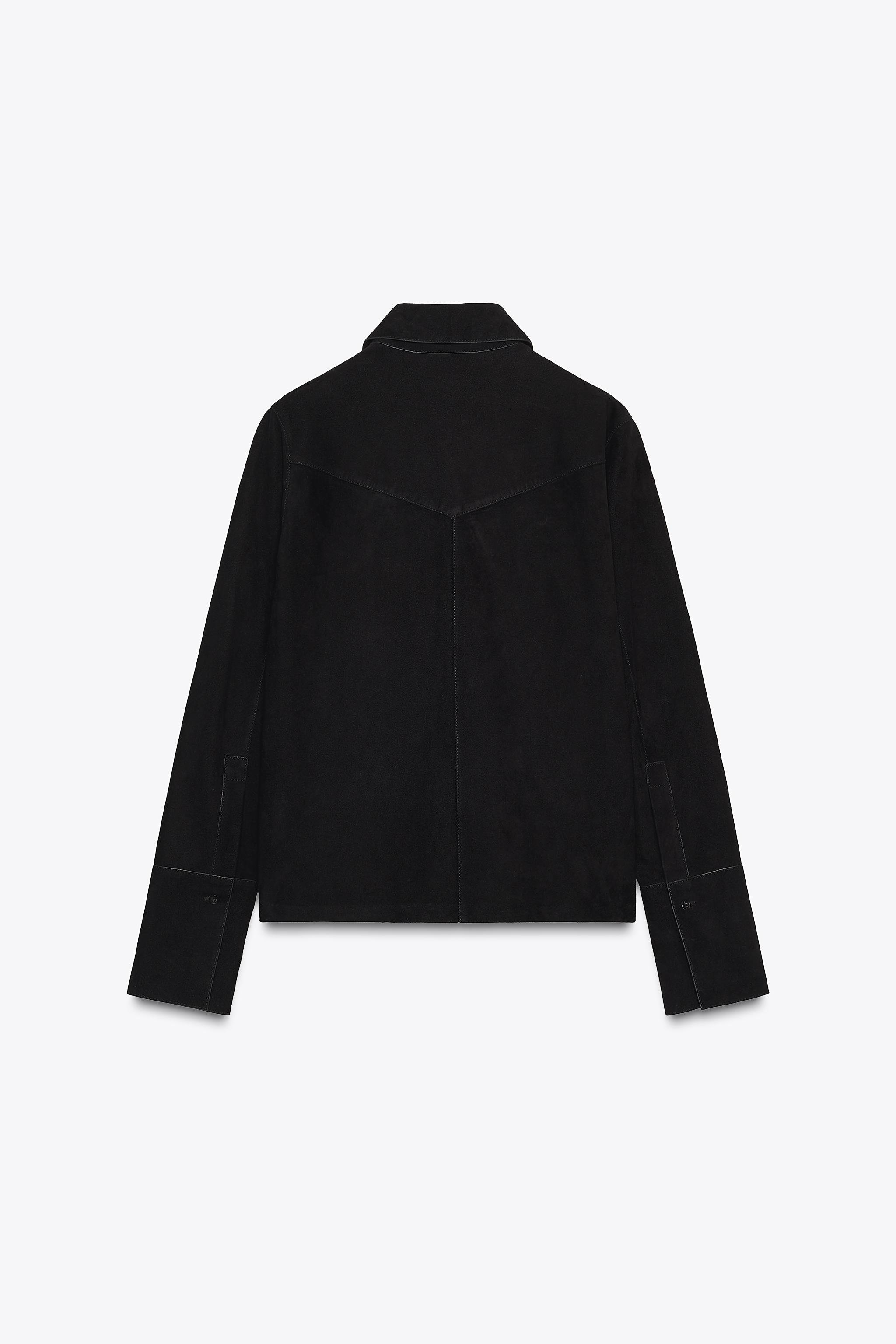 ZW COLLECTION SUEDE LEATHER SHIRT - Black | ZARA United States