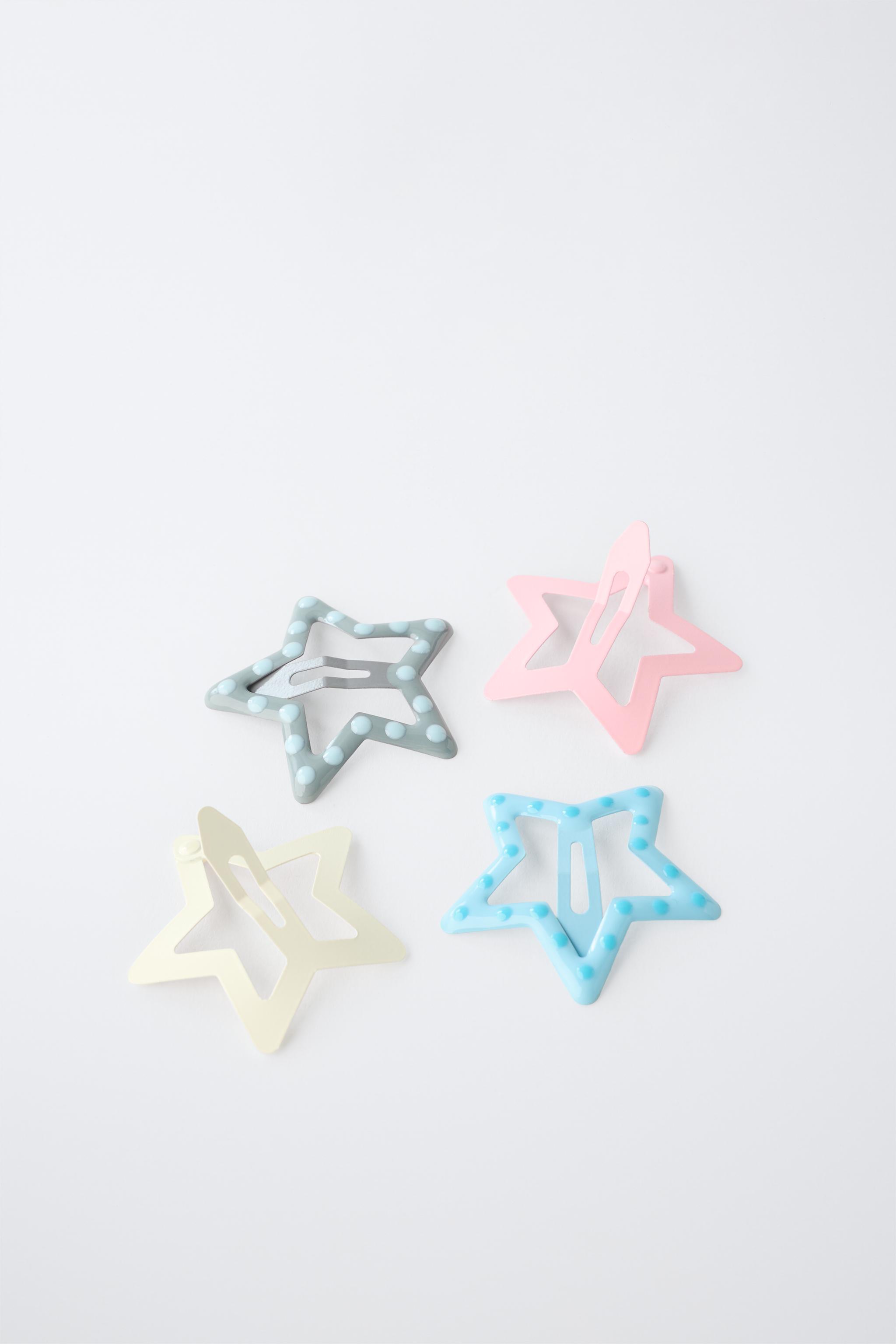 FOUR-PACK OF POLKA DOT STAR HAIR CLIPS — Pinks (alternate view)