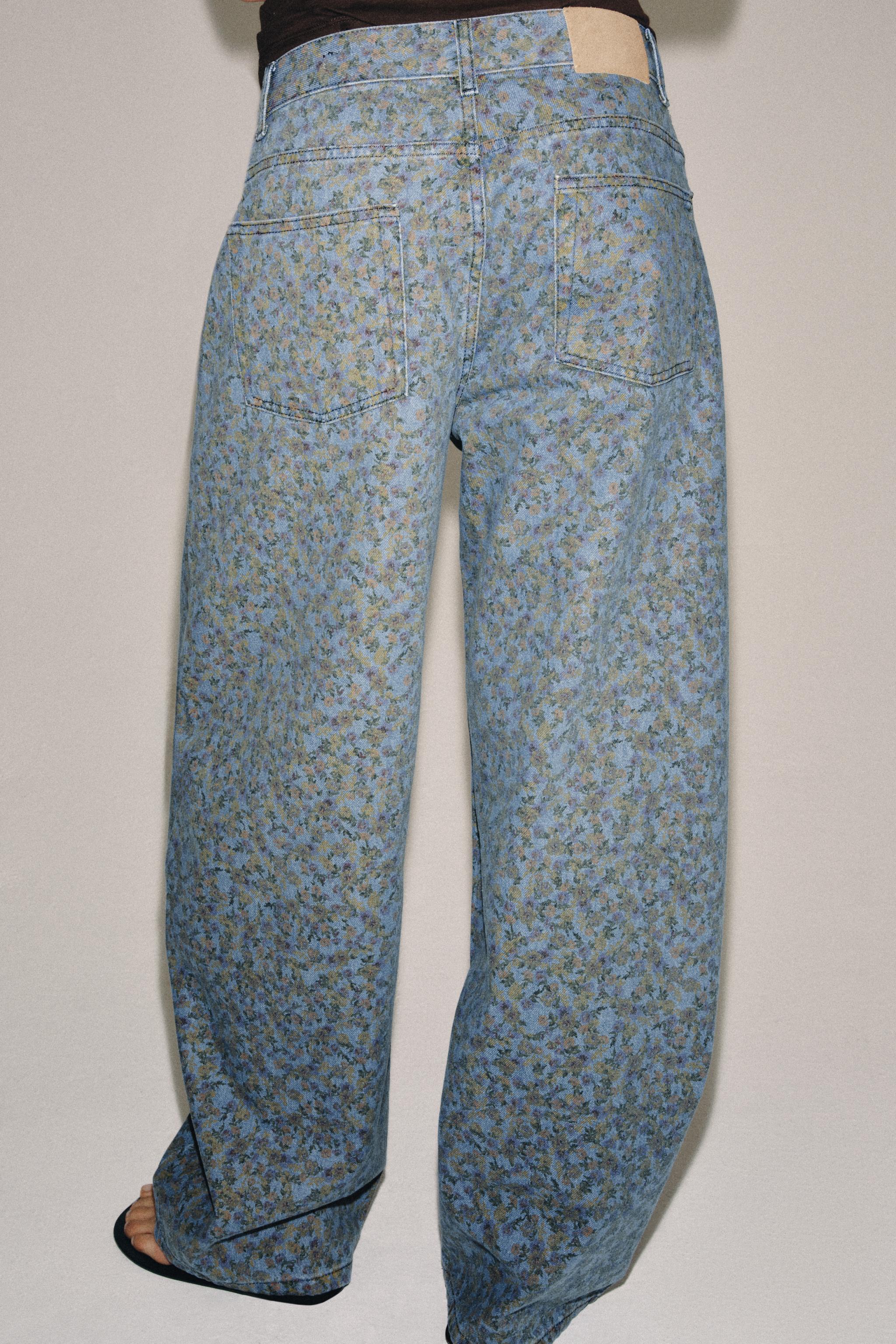 ZW COLLECTION BARREL HIGH-WAIST FLORAL JEANS