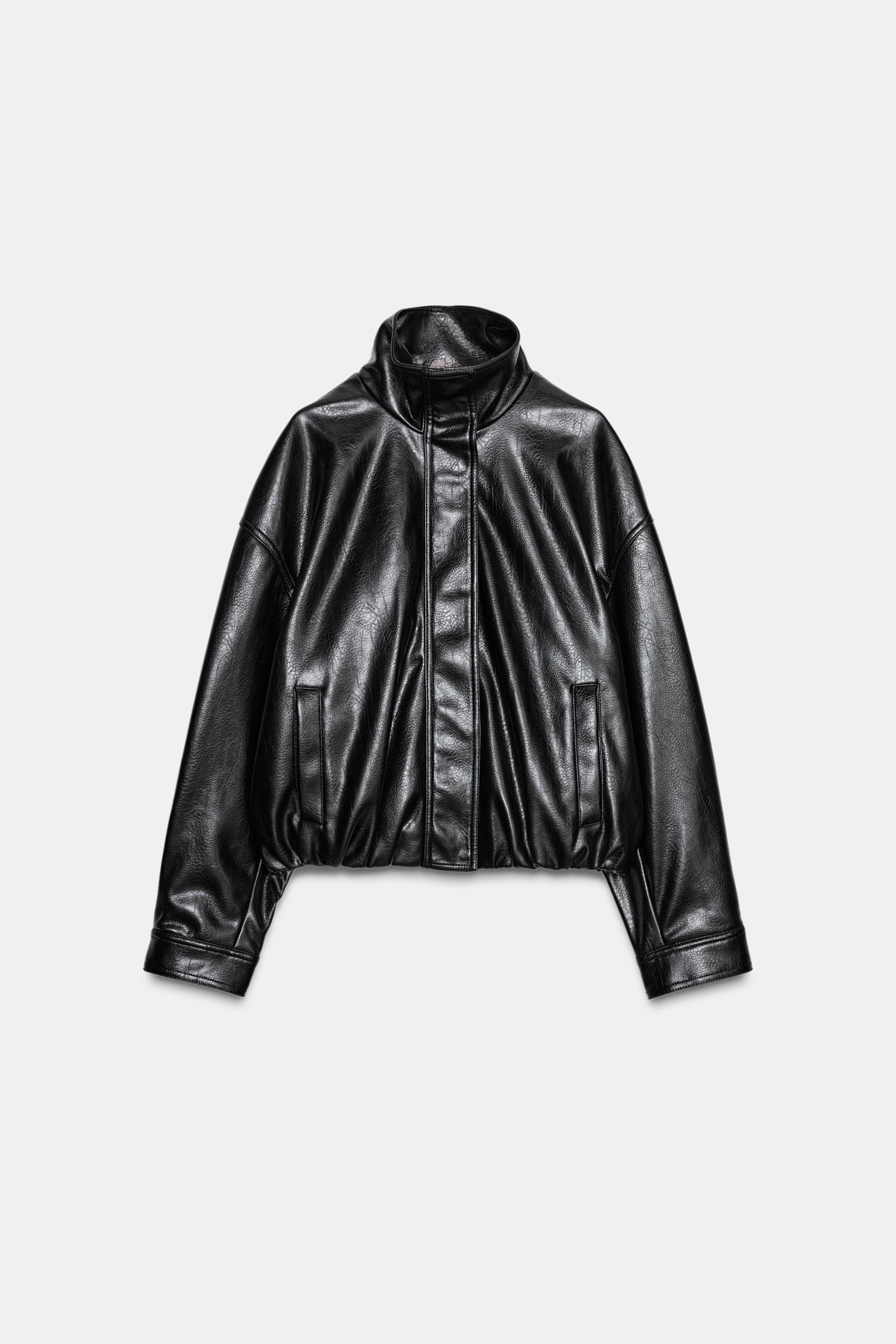FAUX LEATHER VOLUME JACKET Black ZARA United States - Main Image