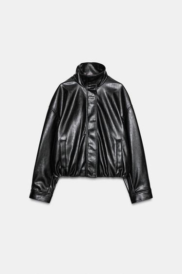 VESTE MATIÈRE SYNTHÈTIQUE VOLUME - Noir de Zara