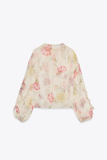 SEMI-SHEER FLORAL PRINT SHIRT - Multicoloured by Zara - Image 8