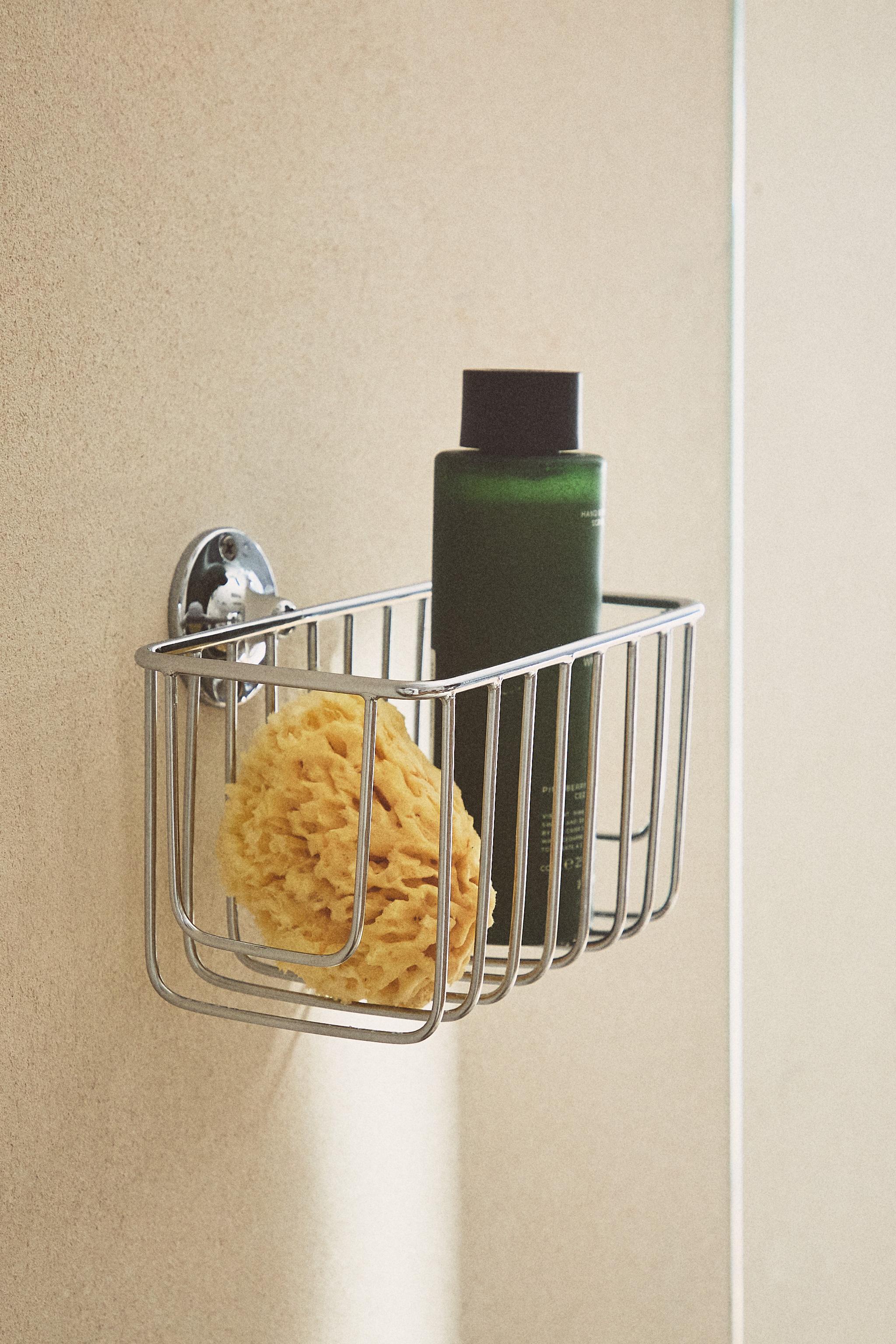 METAL SHOWER SHELF — Silver