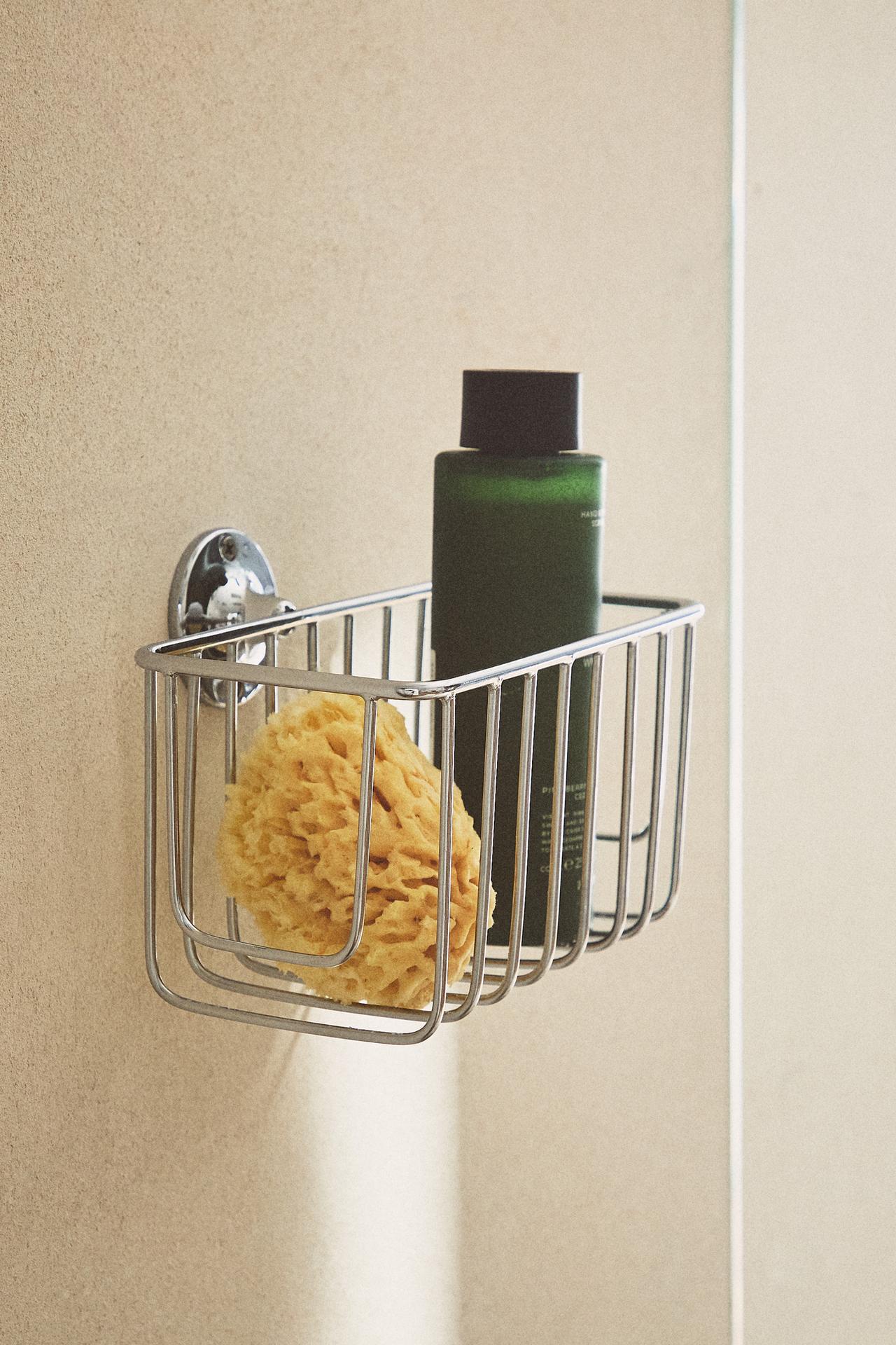METAL SHOWER SHELF — Silver