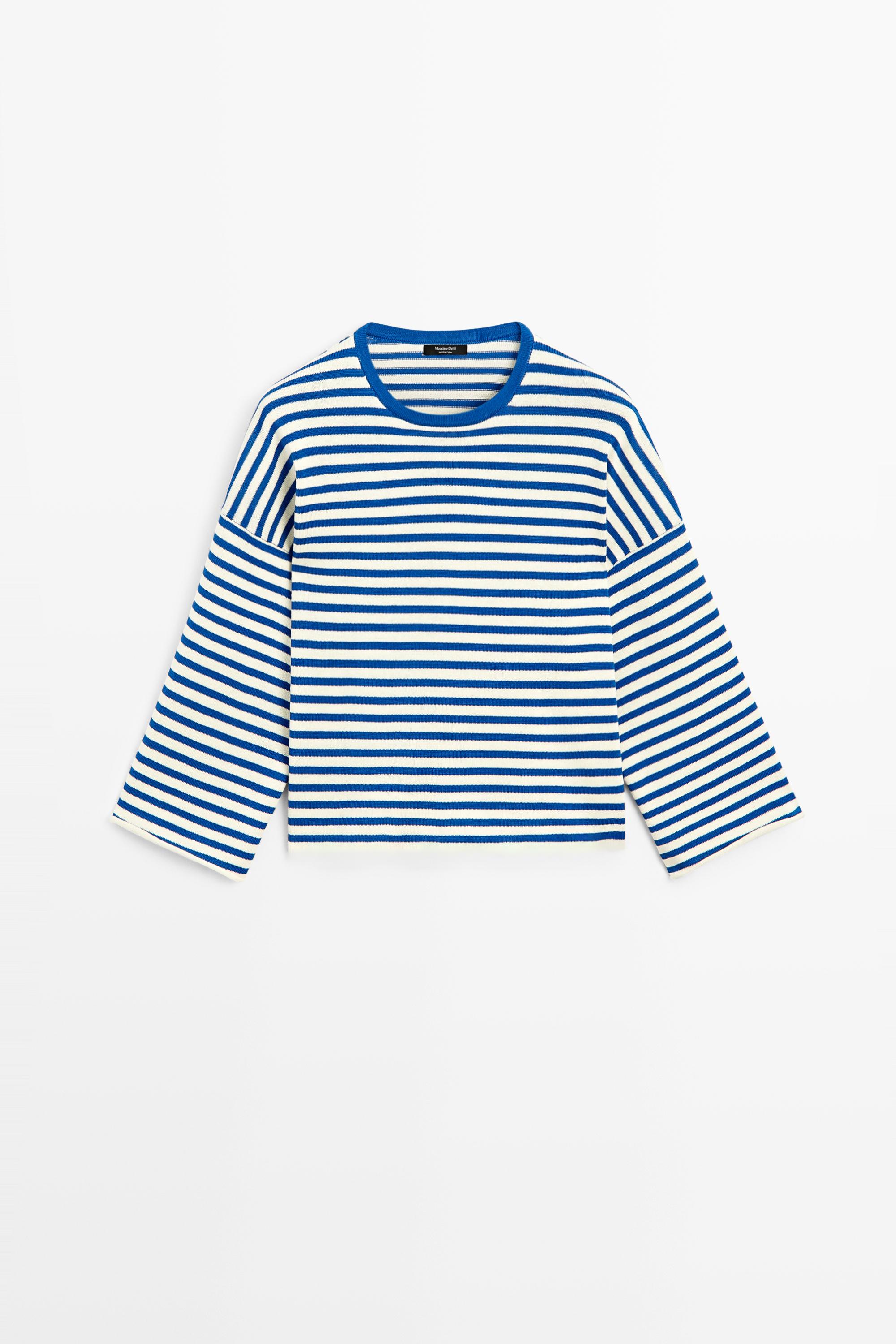 100% cotton striped knit sweater