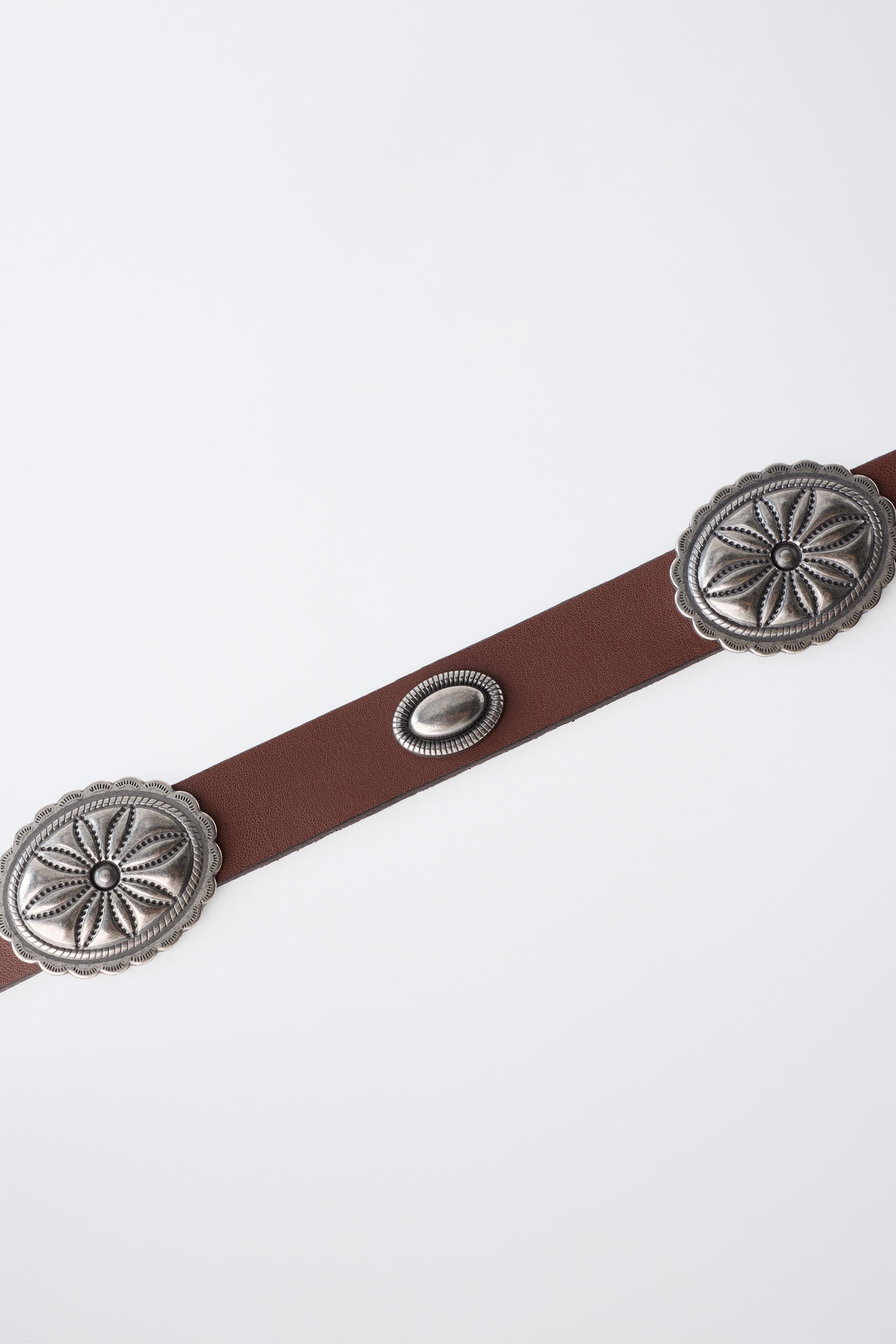 CEINTURE 100% CUIR À FORMES MÉTALLIQUES