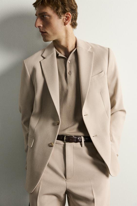 PANTALON DE COSTUME SLIM - Sable / Chiné de Zara - Image 5