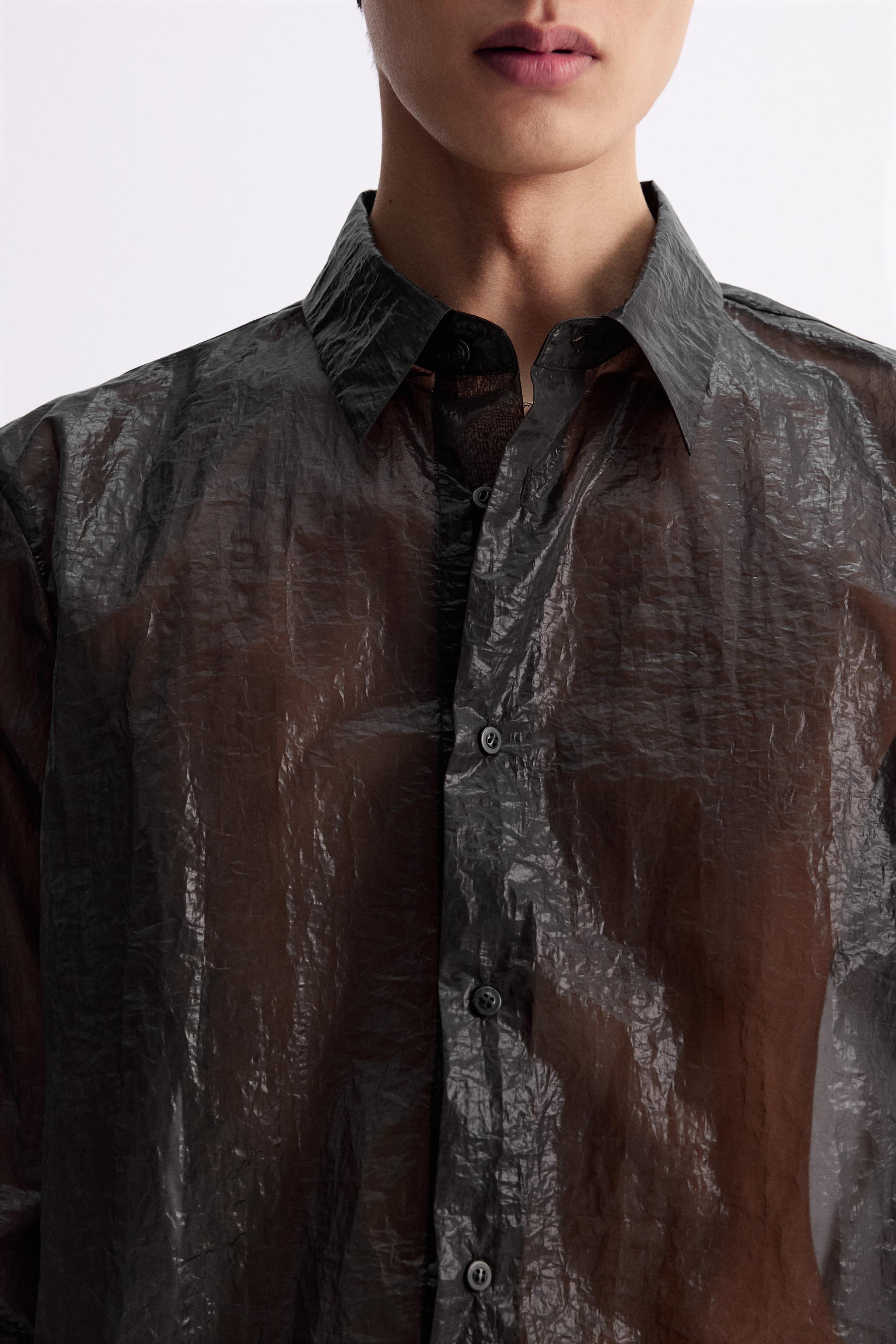 LIMITED EDITION SEMI-SHEER SHIRT - Dark brown | ZARA United