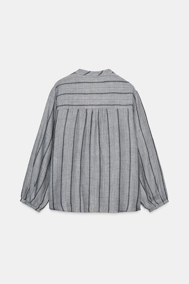 WOVEN STRIPED BLOUSE - Grey marl by Zara - Image 5