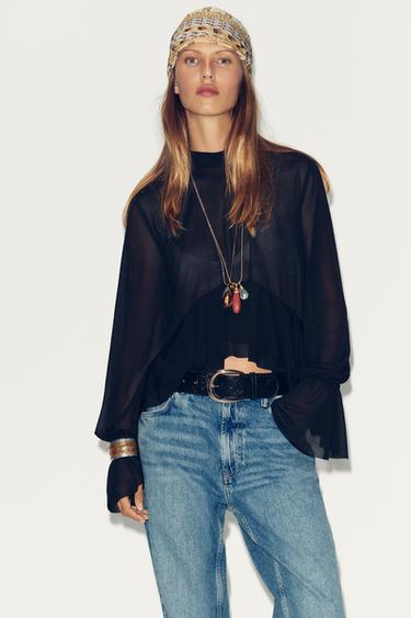 FLOWING RUFFLED TOP - Black by Zara - Image 1
