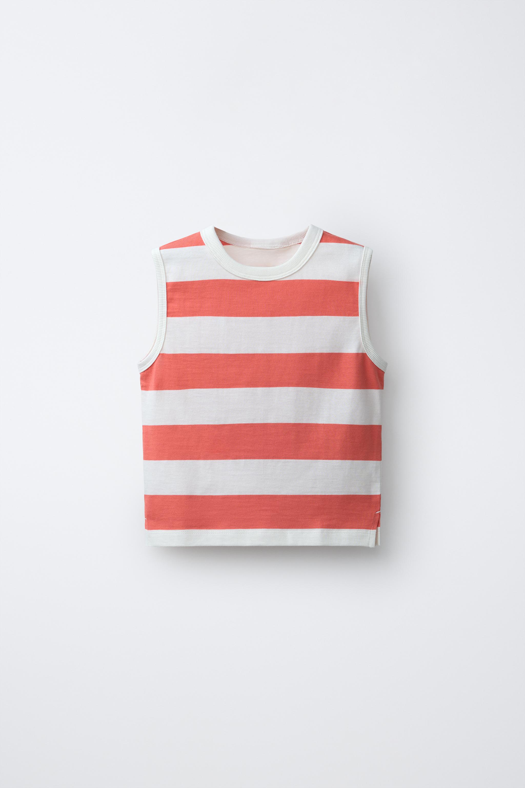 STRIPED SLEEVELESS T-SHIRT - Green | ZARA United States