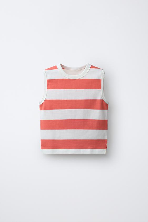 STRIPED SLEEVELESS TOP - Red / Coral by Zara - Image 0