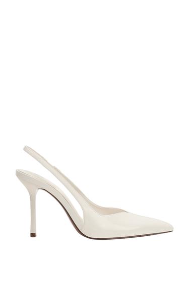 FAUX PATENT SLINGBACK HEELS - White by Zara