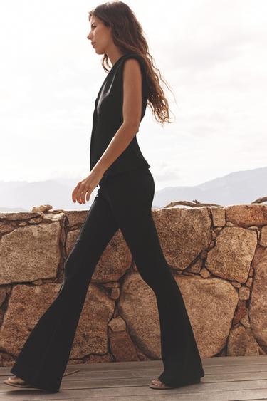 INTERLOCK FLARE TROUSERS - Black by Zara