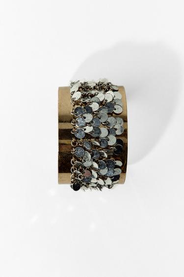 Zara RIGID COMBINED SEQUIN BRACELET - Gold / Silver