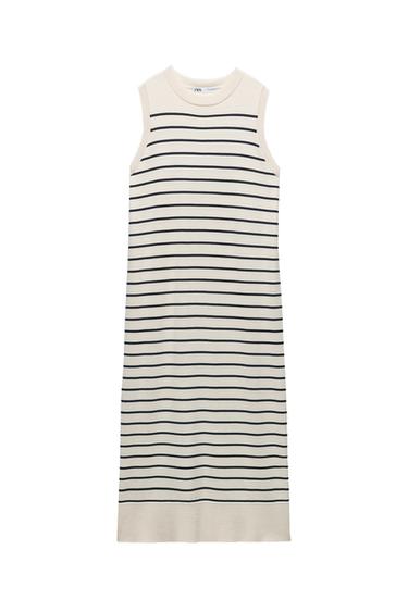 LONG KNIT STRIPED DRESS
