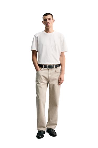 WASHED PRINT STRAIGHT-LEG JEANS - Ecru by Zara