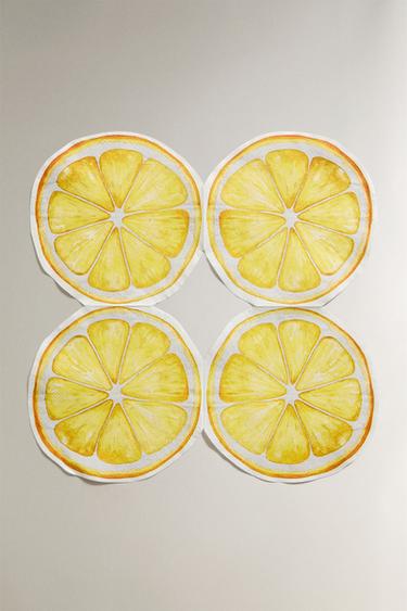 LOT DE 30 SERVIETTES EN PAPIER CITRON VERT ET CITRON - Jaune de Zara - Image 1