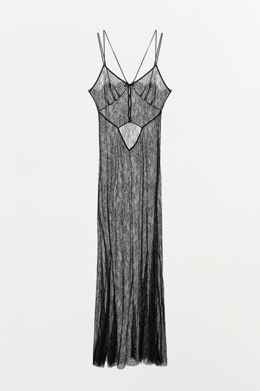 LONG LACE DRESS - Black by Zara - Image 5