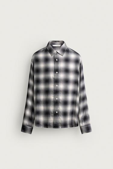 CHECK PRINT FLOWING SHIRT - Black by Zara