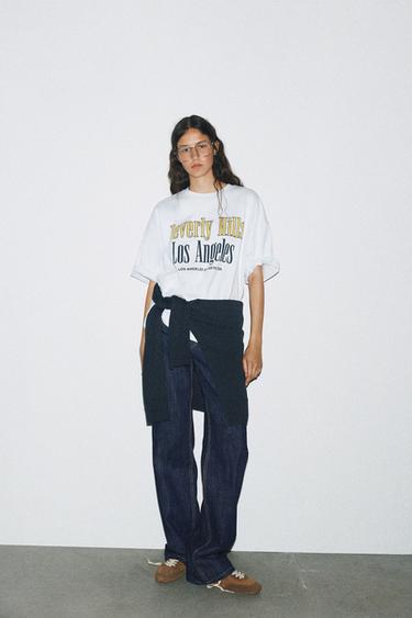 T-SHIRT WITH SLOGAN - White by Zara - Image 0