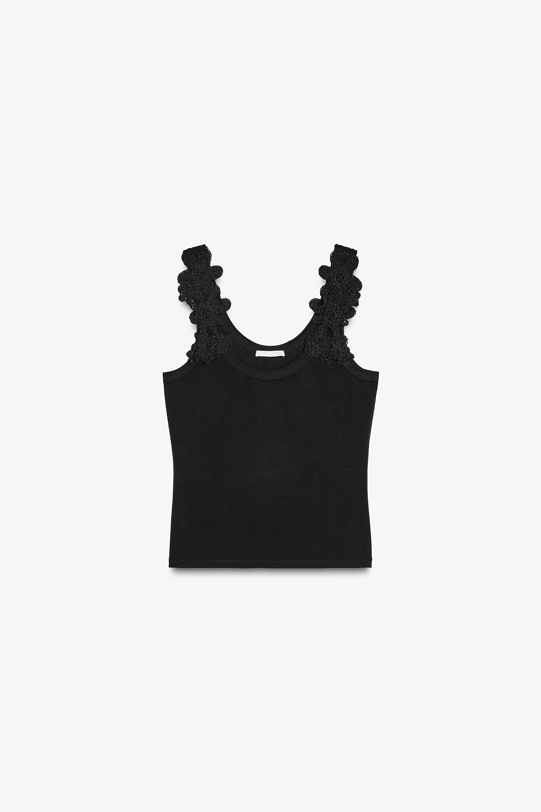 zara black crochet top
